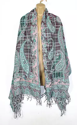 Paisley Print Pashmina Shawl  Green 77  27  Scarf Scarve Womens • £10.99