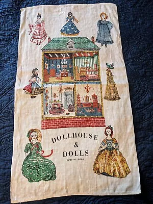 Vintage Kay Dee Hand Printed Tea Towel Dollhouse And Dolls 1700-1800 100% Linen • $13