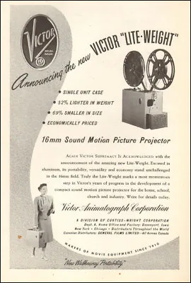 1947 Vintage AD VICTOR Lite Weight 16mm Home Sound Movie Projector  020518 • $7.95