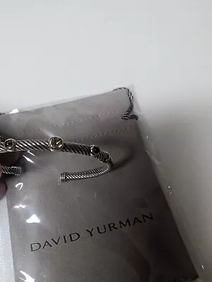 David Yurman Sterling Silver Cable Classic Green Amethyst & Diamond Bracelet • $400