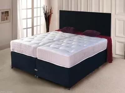 Zip And Link Divan Bed In Chenille Black + Pocket Sprung Mattresses & Headboards • £399.99