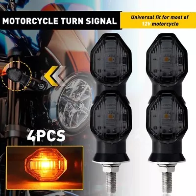 4X LED Motorcycle Turn Signals Indicator Amber Blinker Light Universal Mini Lamp • $19.85