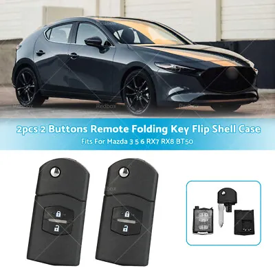 $19.95 • Buy 2PCS 2 Buttons CAR KEY CASE COVER KEY SHELL Fits For Mazda 3 5 6 RX7 RX8 BT50