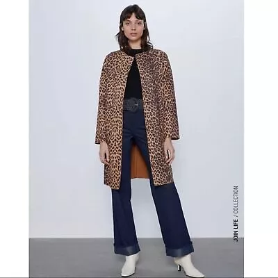 NEW Small  ZARA Leopard Print Long Jacket Coat Womans Coat S • $80