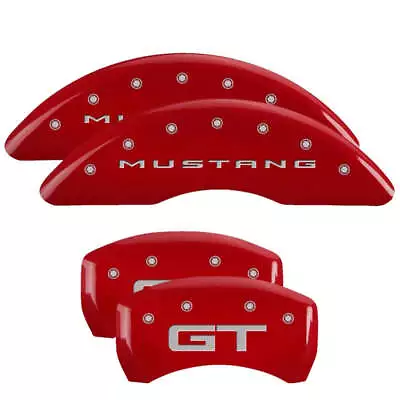 MGP Caliper Covers W GT Engraving 4 PC Kit Gloss Red For 2015-22 Ford Mustang • $299