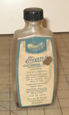 Vintage 6  Tall EVAN'S CUCUMBER Hand Lotion Empty Bottle - Philadelphia PA Co. • $12