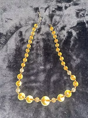 Vintage Amber Poly Resin Bead Necklace  • $15