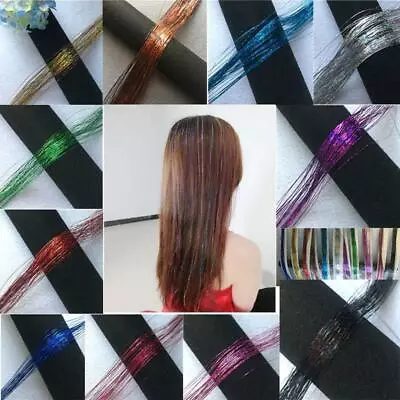 Glamza Women Hair Tinsel Sparkle Holographic Glitter Extensions Party Strands • £3.96