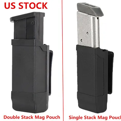 Tactical Single/Double Stack Magazine Pouch Mag Holder For 1911/9mm To .45 Cal • $8.99