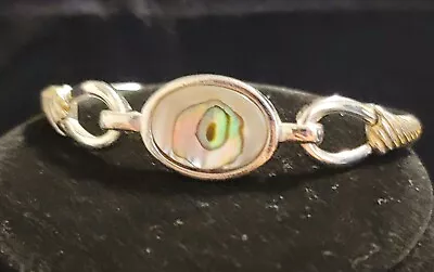 Avon Silver And Mother Of Pearl/Abalone Bangle Bracelet • $10