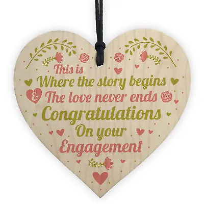 Congratulations On Your Engagement Mr & Mrs Wedding Gift Wooden Heart Plaque • £3.99