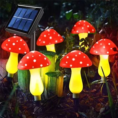 6/8X Solar Mushroom Light Fairy String Lights LED Light Garden Ornament Outdoor • £12.76