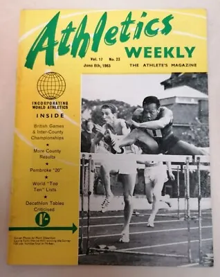£3.25 • Buy MAGAZINE - Athletics Weekly Magazine Vol #17 No #23 Dated June 1963 