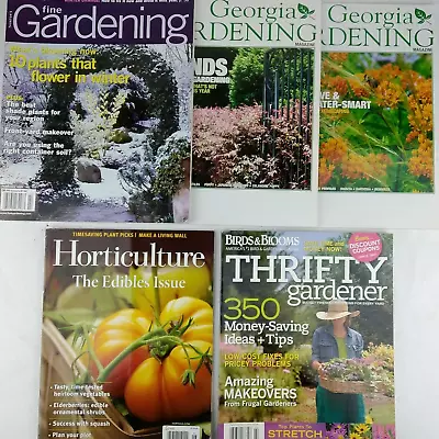 5 Gardening Magazines GA Gardening Fine Gardening Thrifty Gardener Horticulture • $5.29