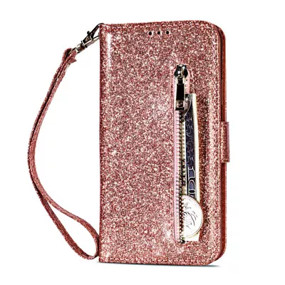 $12.98 • Buy Case For IPhone 14 13 12 11 Pro Max X XR 8 7 Zip Leather Wallet Flip Bling Cover