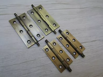 Pair Of SOLID BRASS FINIAL HINGES Vintage Old Cabinet Cupboard Door Butt Hinges • £11.99