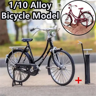 Mini Retro Bicycle Model 1:10 Scale Alloy Bicycle Miniature Simulation Bike Toy • £13.86