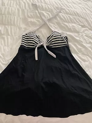 Skirt Swimsuit Bathing Costume  Suitable 16 To 18 Black White Stripe 1950s Style • £8