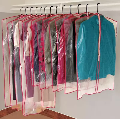 13 Clear Garment Bags W/ Zippers Cloth Storage Suit Dress Shirt Covers Vinyl • $21.19