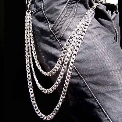 Vintage 26  Punk Pants Jeans Wallet Key Chain Biker Trucker Hip Hop Waist Chain • $11.69