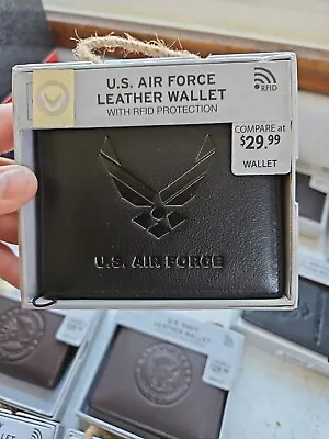 U.S. Armed Forces RFID Men's Genuine Leather Wallets Army Navy Marines Air Force • $16.95