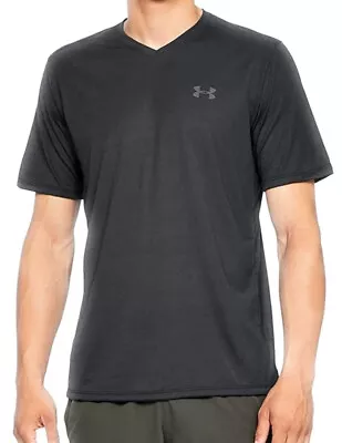 New Mens UA Under Armour V-neck Short Sleeve Athletic Shirt 1327969-001 Black • $25