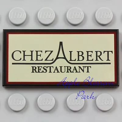 NEW Lego CHEZ ALBERT TILE - Black 2x4 Minifig Parisian Tan Restaurant Sign 10243 • $8.55
