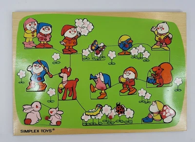 $12.99 • Buy Simplex Toys Wood Peg Puzzle Gnomes Animals 13 Pieces Kids Dexterity Holland