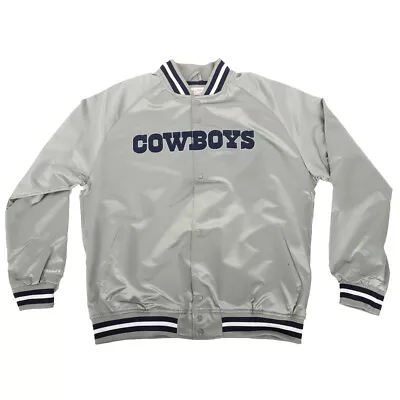 Mitchell & Ness NFL Dallas Cowboys Lightweight Satin Button Up Baseball Jacket • $99.99