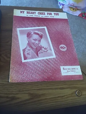 Vintage Sheet Music My Heart Cries For You Carl Sigman/ Percy Faith  1950 • $5.33