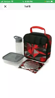 Arctic Zone Red Lunch Box Bag NWT Insulated W/ Container Water Bottle Ice Pack • £14.46