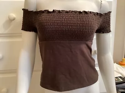 Women’s Victoria Secret Brown Smocked Off Shoulder Tube Top Sz-Small • $15.99