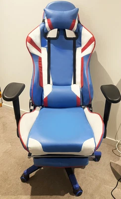 $90 • Buy Chair, Office  Gaming  Seat Leather  Computer Footrest UK Union Jack Style