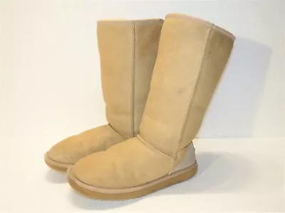 Women's UGG Classic Tall Suede Sheepskin Winter Boots Beige Tan Size 6 #5815 • $24.95