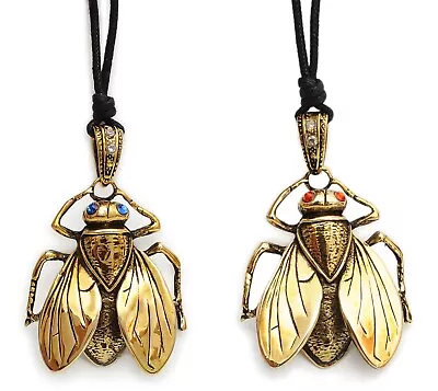 Beetle Gold Brass Charm Necklace Pendant Jewelry • $9.99