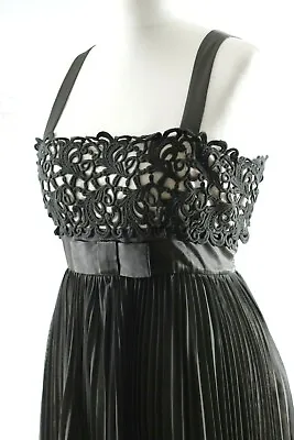 £7.80 • Buy Nougat London Strappy Lace Pleated Black & Champagne Dress Size 4 Medium