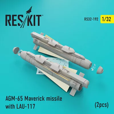 AGM-65 Maverick Missile With LAU-117   (2pcs) (Resin Set) 1/32 ResKit RS32-0192 • $18