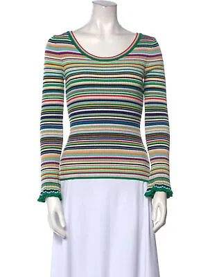 Milly Womens Rainbow Stripe Scoop Neck Long Sleeve Sweater Size Large • $48