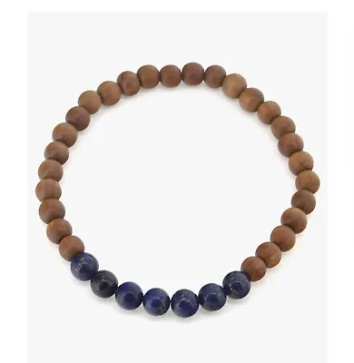 Lapis Lazuli And Sandalwood Mala Beaded Bracelet - Yoga Meditation • $10