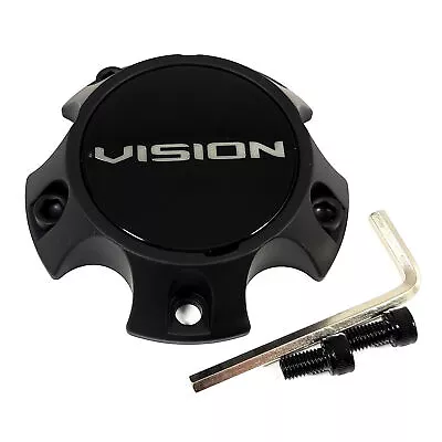 Vision Matte Black Center Hub Cap 4-5/8 OD 1-1/8 H Bolt-On Closed-End C354SB-65V • $20.63