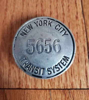 Vintage New York City Subway Transit System Badge #5656 Irt Bmt Ind • $34.99