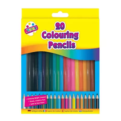 20 Colouring Pencils - Childrens Full Size Bright Colour Assorted Kids Drawing • £3.89