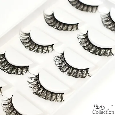 10 Russian Lashes False Eyelashes Strip 3D Mink D Curl Natural Fluffy Fake Wispy • £2.99