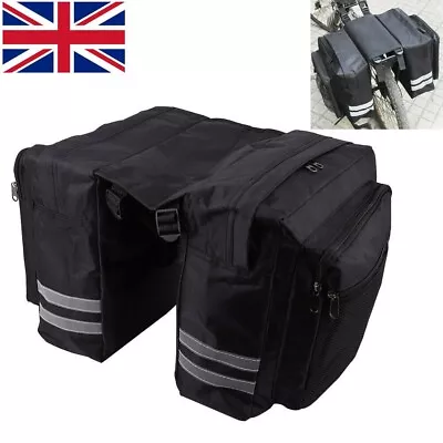 Double Panniers Bag Bike Bicycle Cycling Rear Seat Trunk Rack Pack Saddle Bag • £8.69