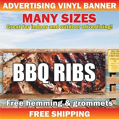 BBQ Ribs Advertising Banner Vinyl Mesh Sign WINGS Grilled BRISKET BARBEQUE Bar • $179.95