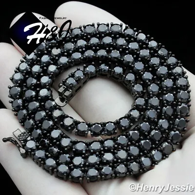 16-24 Men 14k Black Gold Plated Icy Bling Cz 4mm 1 Row Tennis Chain Necklace*bn2 • $39.99