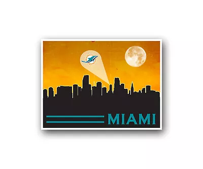 Miami Dolphins Poster City Skyline Art Print Man Cave Decor 12x16  • $14.99