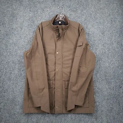 Brooks Brothers Jacket Mens XL British Millerain Brown Full Zip Mock Neck Chore • $199.99