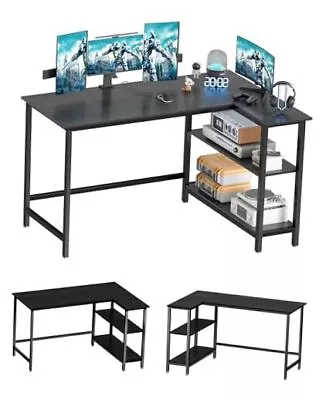 L Shaped Computer Desk - Home Office Desk With Shelf Gaming Desk 43 Inch Black • $88.07
