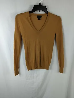 J.Crew Sweater Womens Size XXS Brown V-neck Italian Cashmere Long Sleeve  • $35.49